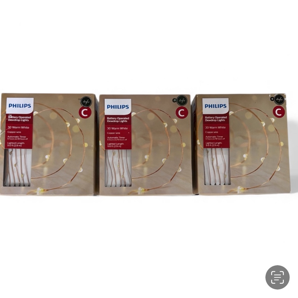 3x Philips Soft Warm White Battery OP Timer LED String Dewdrop Lights